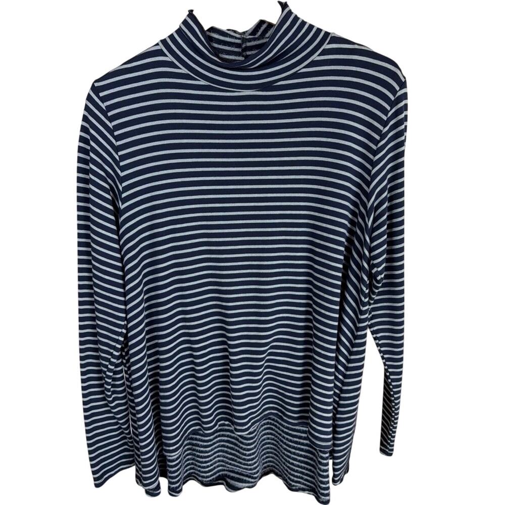 NWT Cutloose Blue Gray Striped Long Sleeve High Low Tunic Size Small